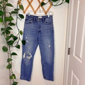 Abercrombie & Fitch The Dad High Rise Distressed Button Fly Jeans